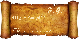 Hilger Gergő névjegykártya